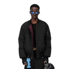 NOAH MARS Double-Sided MA1 Pilot Cotton Jacket Men Red Velvet Lined Winter Coat