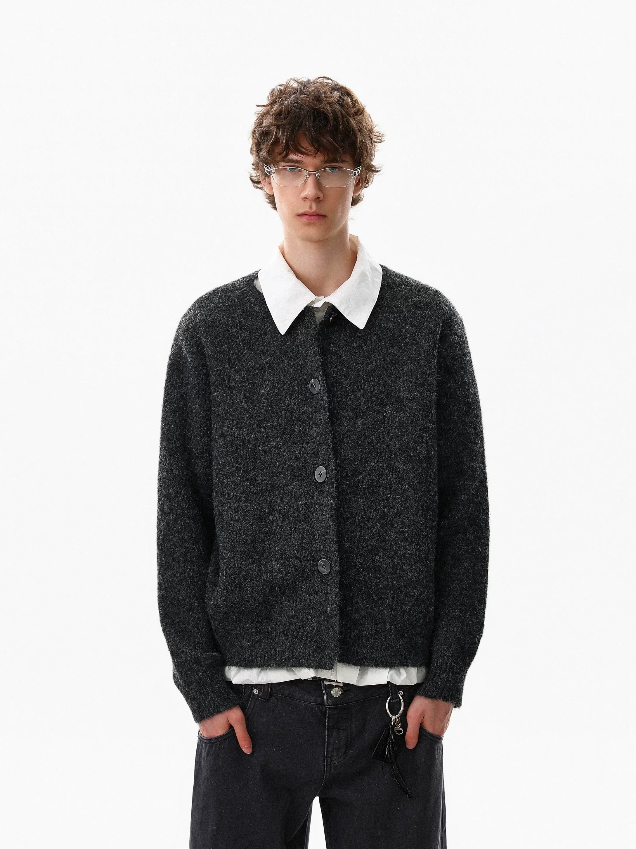 NOAH MARS Retro Old Money Wool Knit Button Cardigan for Men Autumn Winter